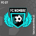diseño de logo de futbol con escudo alas celestes y pelota al medio