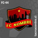 logo de futbol rojo con escudo ciudad