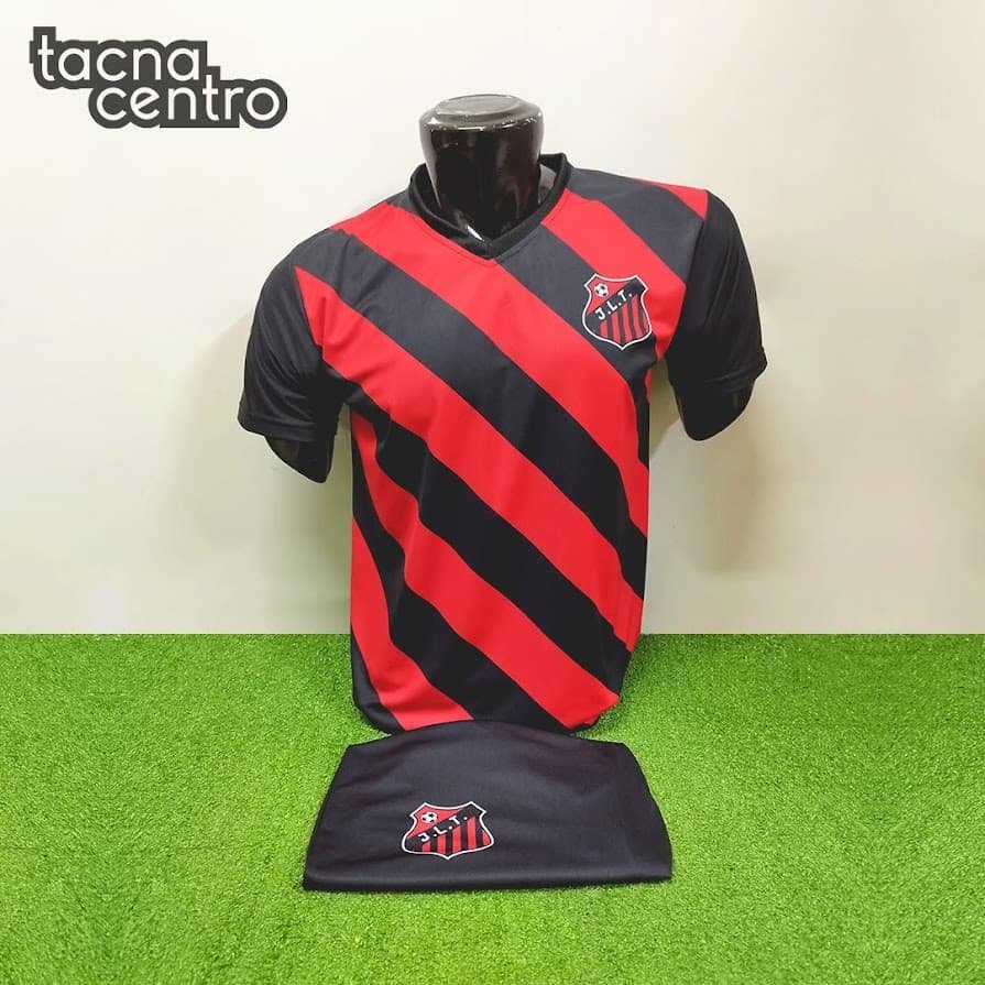 uniforme de futbol color negro rojo