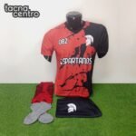 camisetas de futbol color rojo con negro
