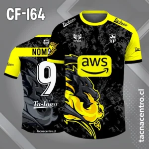 Camiseta de Fútbol Dragón Fuego Negro amarillo