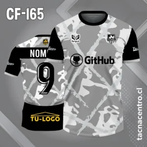 Camiseta de Fútbol Gris Blanco con Mangas Negras