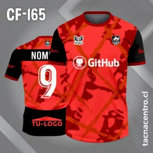 Camiseta de Fútbol rojo con Mangas Negras