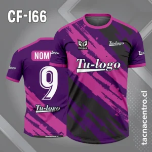Camiseta de Fútbol morado con Rasgado Negro y rosado
