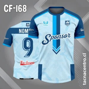 Camiseta de Fútbol Fondo y Patrones Celeste con Manga Azul