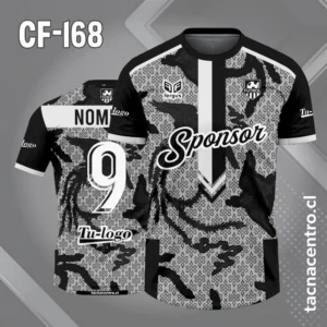 Camiseta de Fútbol Fondo y Patrones grises con Manga negra
