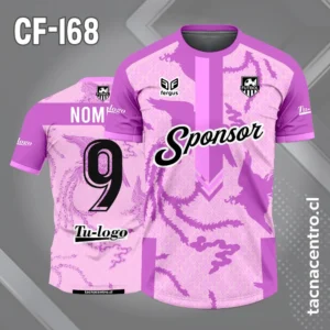 Camiseta de Fútbol Fondo y Patrones rosados con Manga rosada