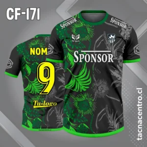 Camiseta de Fútbol Negra Verde con Flores