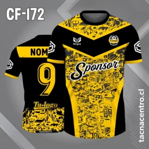 Camiseta de Fútbol Negra con Patrones Amarillos