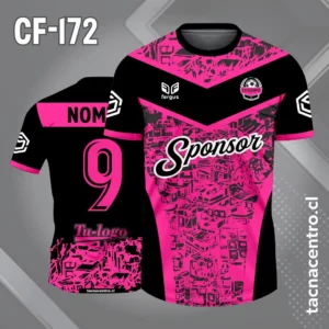 Camiseta de Fútbol Negra con Patrones rosados