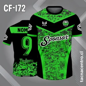 Camiseta de Fútbol Negra con Patrones verdes