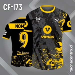 Camiseta de Fútbol Negra Gris con Manchas amarillas