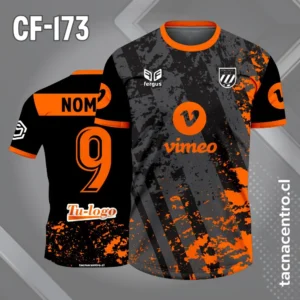 Camiseta de Fútbol Negra Gris con Manchas naranjas