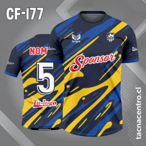 Camiseta de Fútbol Azul noche con Manchas Amarillas y azules