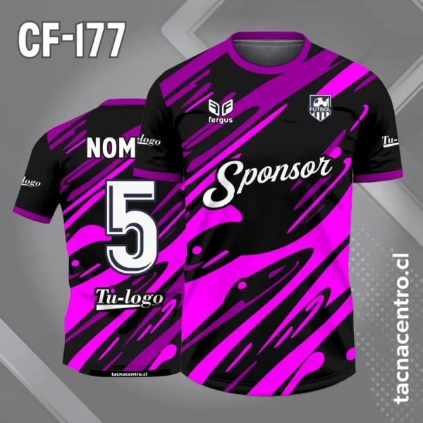 Camiseta de Fútbol Azul noche con Manchas Amarillas y azules 2 Camiseta de Fútbol negra con Manchas rosadas