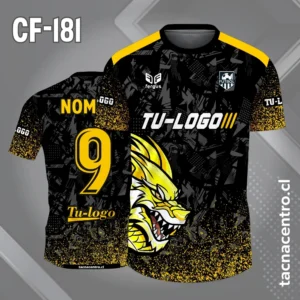 Camiseta de Fútbol Negra con Dragon amarillo