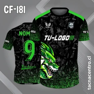 Camiseta de Fútbol Negra con Dragon verde y Hombro verde