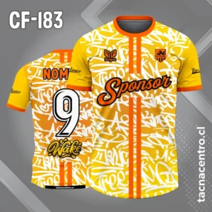 Camiseta de Fútbol amarillo con Franjas naranjas en el Centro