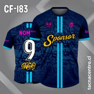 Camiseta de Fútbol Azulino con Franjas Celestes en el Centro