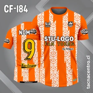 Camiseta de Fútbol Naranja con Franjas Blancas