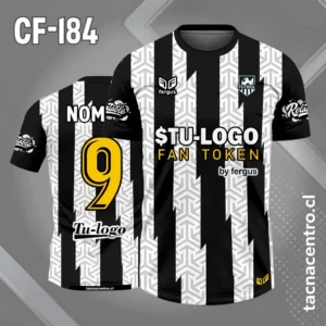 Camiseta de Fútbol Negra con Franjas Blancas