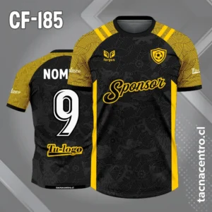 Camiseta de Fútbol Negra con Mangas amarillas
