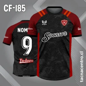 Camiseta de Fútbol Negra con Mangas rojas