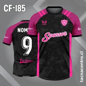 Camiseta de Fútbol Negra con Mangas rosadas