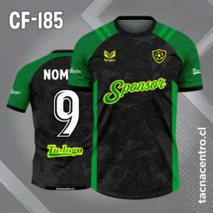 Camiseta de Fútbol Negra con Mangas verdes