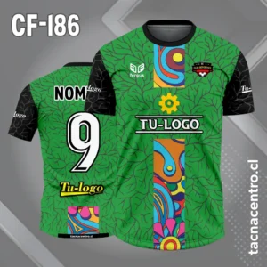Camiseta de Fútbol verde con Franja Central de Colores