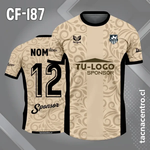 Camiseta de Fútbol Rosada con Laterales Negros 2 Camiseta de Fútbol beige con Laterales Negros