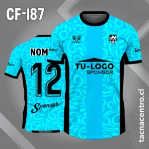 Camiseta de Fútbol celeste con Laterales Negros