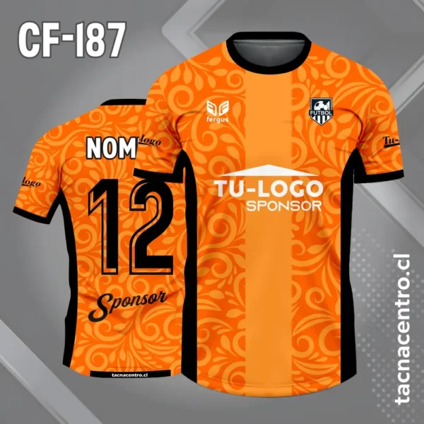 Camiseta de Fútbol Rosada con Laterales Negros 4 Camiseta de Fútbol naranja con Laterales Negros