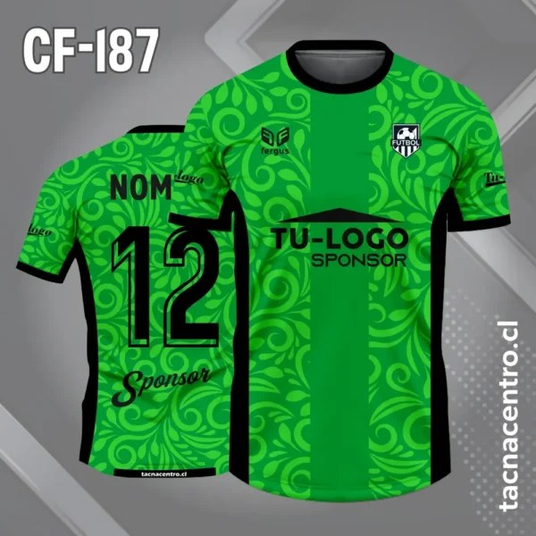 Camiseta de Fútbol Rosada con Laterales Negros 5 Camiseta de Fútbol verde con Laterales Negros