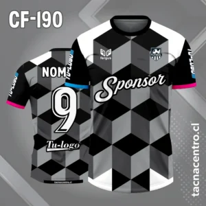 Camiseta de Fútbol Gris y Negro con Patrones en Cubo