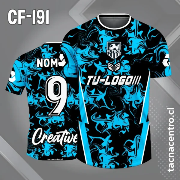 Camiseta de Fútbol Negro y Rojo con Lineas Laterales 5 Camiseta de Fútbol Negro y celeste con Lineas Laterales