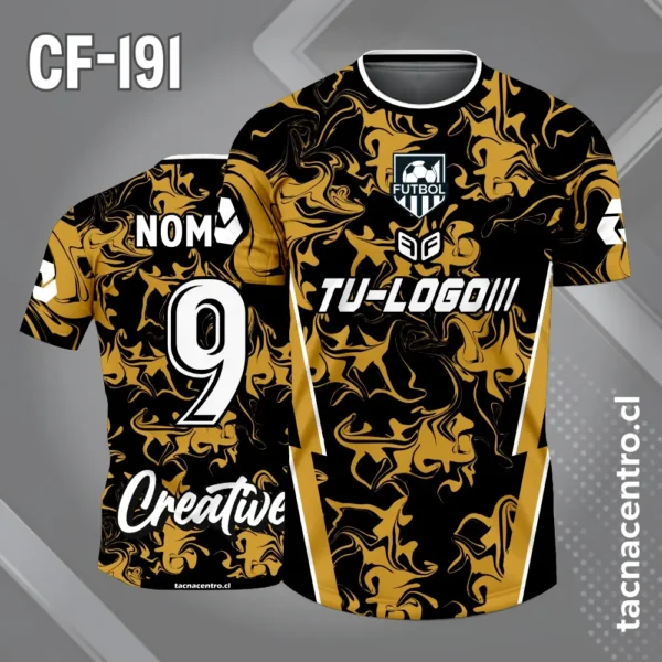 Camiseta de Fútbol Negro y Rojo con Lineas Laterales 4 Camiseta de Fútbol Negro y dorado con Lineas Laterales