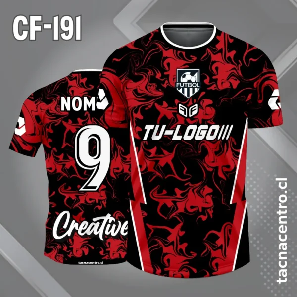 Camiseta de Fútbol Negro y Rojo con Lineas Laterales 1 Camiseta de Fútbol Negro y Rojo con Lineas Laterales
