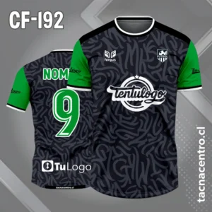 Camiseta de Fútbol Negro con Rayones grises y Mangas verde