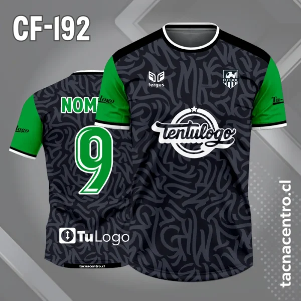 Camiseta de Fútbol Negro con Rayones grises y Mangas Amarillas 5 Camiseta de Fútbol Negro con Rayones grises y Mangas verde