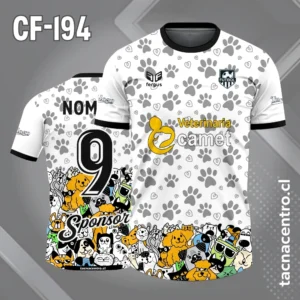 Camiseta de Fútbol blanco con Mascotas y Huellas de Perro