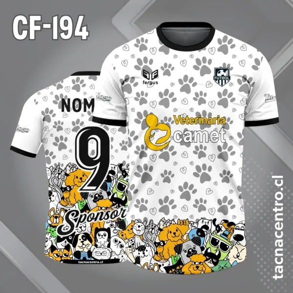 Camiseta de Fútbol Veterinaria 2 Camiseta de Fútbol blanco con Mascotas y Huellas de Perro
