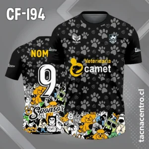 Camiseta de Fútbol negro con Mascotas y Huellas de Perro