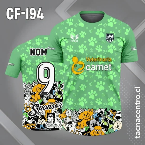 Camiseta de Fútbol Veterinaria 5 Camiseta de Fútbol verde pastel con Mascotas y Huellas de Perro