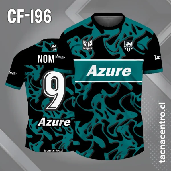 Camiseta de Fútbol Negro con Manchas Verdes y Franja Horizontal Verde 1 Camiseta de Fútbol Negro con Manchas Verdes y Franja Horizontal Verde