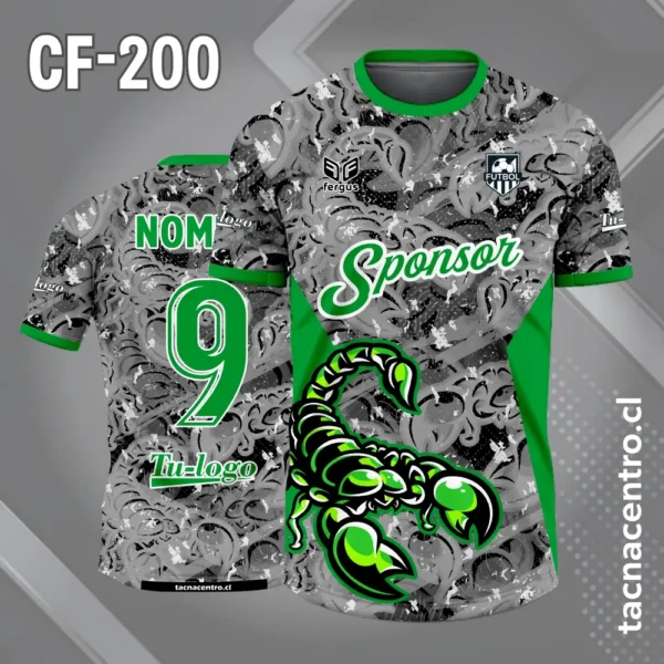 Camiseta de Fútbol Gris y Amarillo con diseño de Escorpión 5 Camiseta de Fútbol Gris y verde con diseño de Escorpion