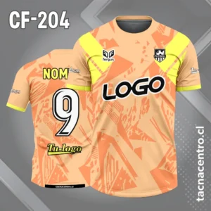 Camiseta de Fútbol salmon con patrones naranjas