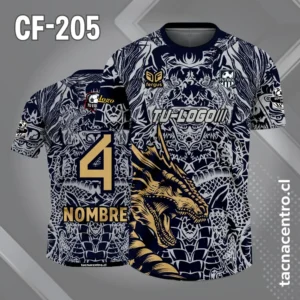Camiseta de Fútbol Negro plateado con Dragon Dorado