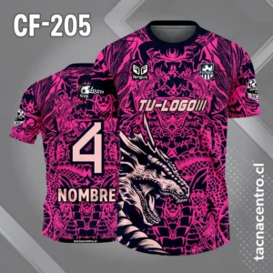 Camiseta de Fútbol Negro rosado con Dragon rosa bebe