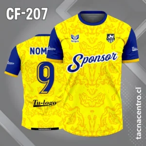 Camiseta de Fútbol Amarillo con Mangas azules